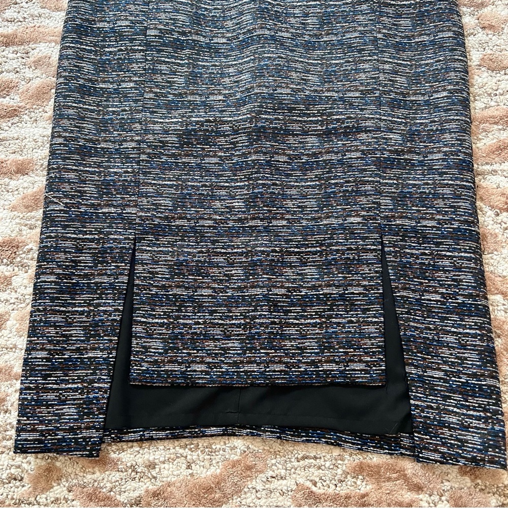 Halogen Tweed Midi Blue and Black Pencil Skirt Size 8 NWT - Picture 3 of 7